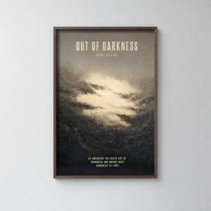 Out of Darkness Christian Poster | Job 12:22 ESV Scripture Wall Art | Bold Brutalist Faith Print