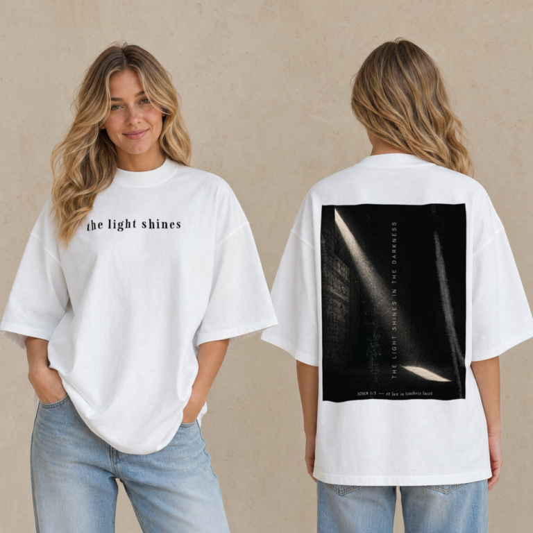 The Light Shines T-Shirt, John 1:5 — alternate view