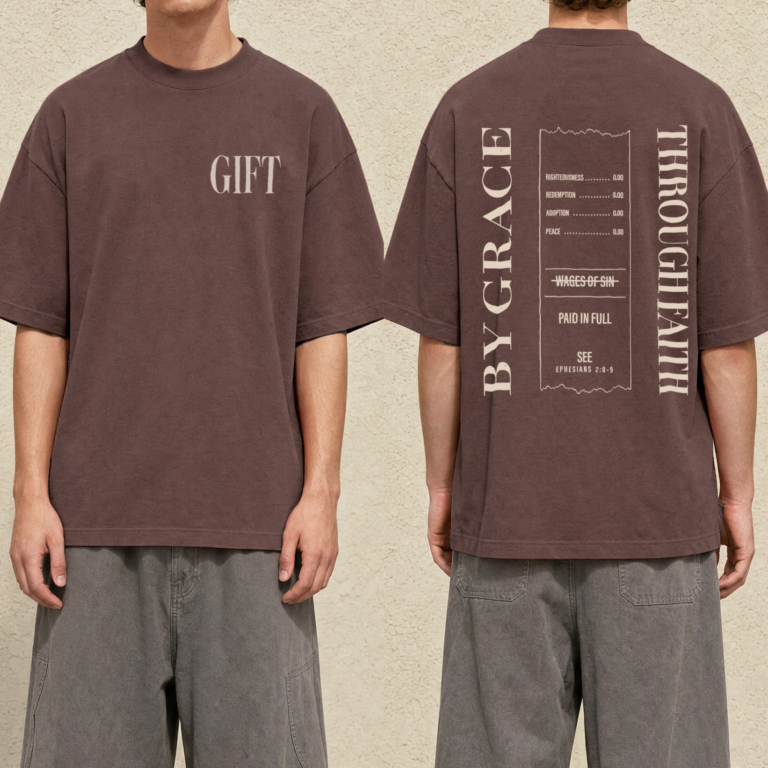 By Grace Through Faith T-Shirt, Ephesians 2:8-9 — alternate view